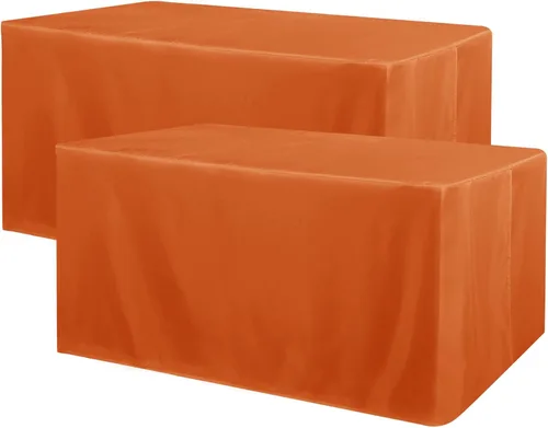 Vista 11 de Obstal Paquete de 2 manteles negros ajustables para mesas rectangulares de 4 pies, resistente al agua, lavable, tela de poliéster