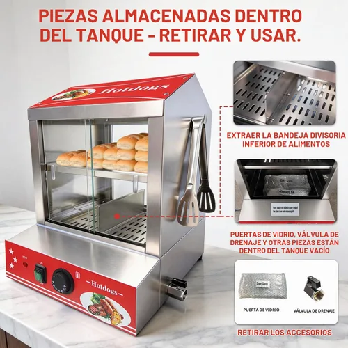 Vista 2 de Hot Dog Steamer Machine, 2-Tier Large Capacity 27L / 29QT