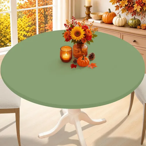 Vista 22 de Smiry - Mantel redondo de elastano, manteles ajustados lavables elásticos para mesas de 36 a 44 pulgadas, cubierta de mesa de picnic elástica