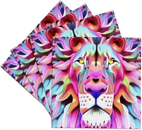 Vista 9 de 3dRose an Unreal Dreamlike Lion Fantasy Art Set of 4 Coasters - Cork