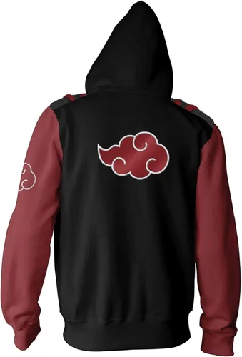 Vista 3 de Ripple Junction Naruto Shippuden Men's Authentic Full Zip Hooded Sweatshirt wChest Pockets Black Red Officially Licensed