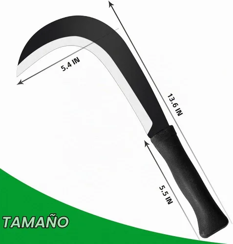 Vista 7 de Billhook - Herramientas de jardín para hoz, cepillo para limpiar hoz, con hoja de acero al carbono, cuchillo para hoz, machete para hoz para hierba