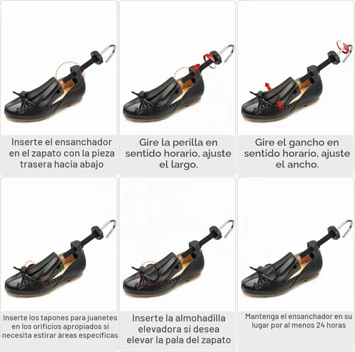 Vista 4 de Shoe Stretcher with Carrying Bag Adjustable Unisex Shoe Trees with 2 Air Purifying Bag Negro-m Talla (US 9-13) L
