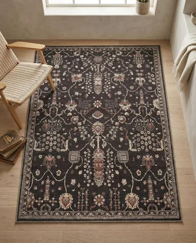Vista 343 de GLN Rugs Traditional Collection - Alfombra de felpilla lavable a máquina, tradicional lavable, antideslizante, alfombra de felpilla de pelo corto