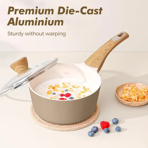 Vista 6 de SENSARTE Juego de utensilios de cocina de cerámica, juego de ollas y sartenes antiadherentes, 20 piezas de utensilios de cocina de inducción,