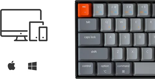 Vista 3 de Keychron Teclado mecánico inalámbrico K6 65 compacto de 68 teclas para Mac retroiluminación blanca intercambiable en caliente Bluetooth multitarea