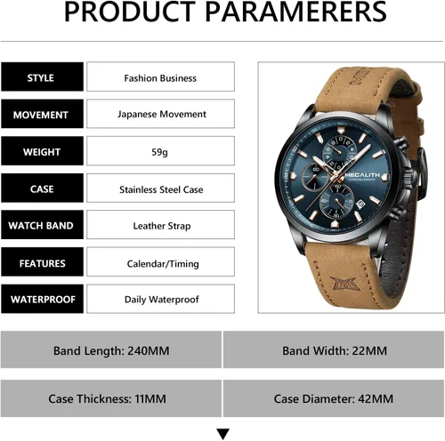 Vista 6 de MEGALITH Wrist Watches for Men Luxury Dress Silver Stainless Steel Chronograph Watch Waterproof - Gift for Husband Father at Birthday Anniversary