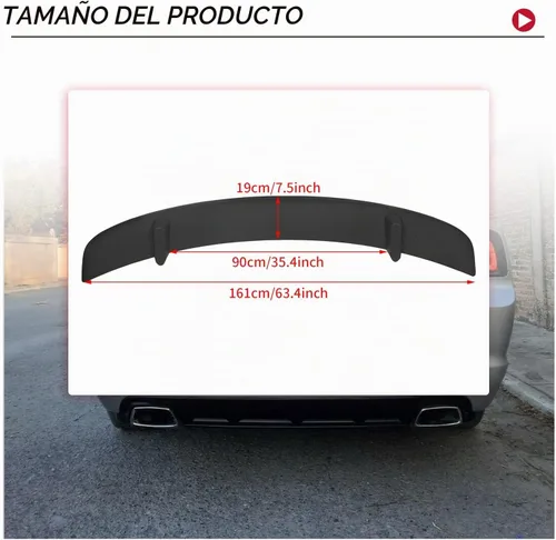 Vista 4 de HECASA Alerón trasero para maletero compatible con Dodge Charger 2011-2023 de 4 puertas, color negro mate, estilo de fábrica ABS