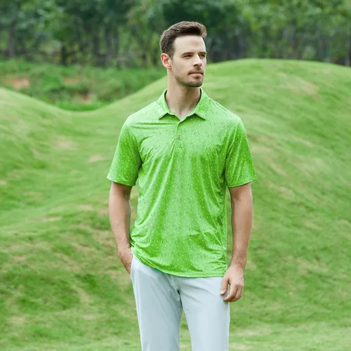 Vista 2 de Esabel.C Camisas de Golf para Hombre Ajuste Seco Rendimiento Manga Corta Estampadas Absorbe Humedad con Cuello