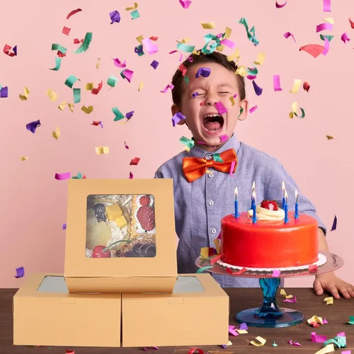 Vista 7 de 100 cajas para magdalenas, 4 recipientes para cupcakes, cajas de papel kraft marrón para cupcakes, cajas de golosinas con inserto, 4 cavidades