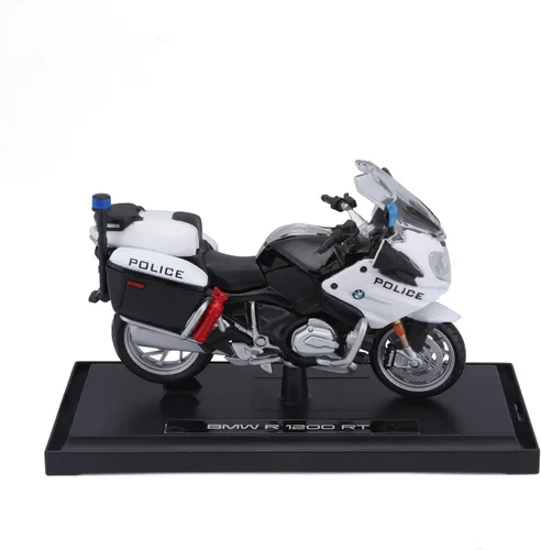 Vista 6 de BMW R1200RT - Serie de motocicletas de policía blanca con soporte de exhibición de plástico, modelo de motocicleta fundido a troquel 1/18 por Maisto