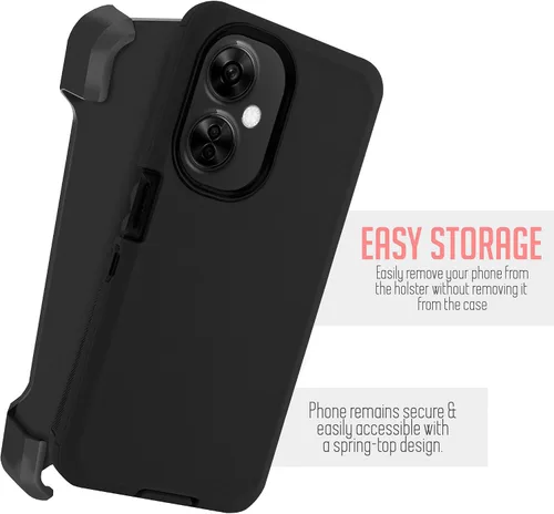 Vista 2 de Jackpotwireless - Funda para OnePlus Nord N30 5G, de cuerpo completo, resistente, de doble capa, a prueba de golpes, con soporte y protector de Negro