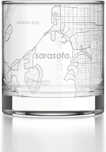 Vista 36 de Well Told Vaso de rocas grabado con mapa de Akron, Ohio, cristalería estilo antiguo (325ml, transparente) Vaso de bourbon grabado, regalos