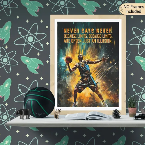 Vista 5 de Póster con cita motivacional, decoración deportiva inspiradora para habitación de niños y hombres, regalo para fanáticos del baloncesto, juego de 6