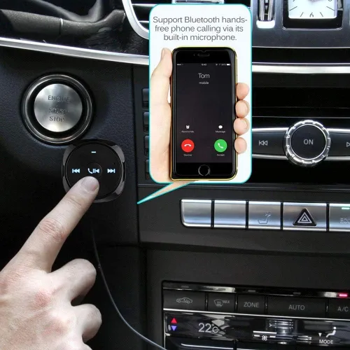 Vista 4 de Transmisor FM Bluetooth para coche, inalámbrico Bluetooth 2.1 Kit de coche Receptor de llamadas manos libres 0.138 in AUX Audio Music Adapter