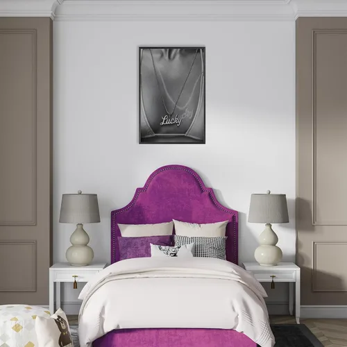 Vista 8 de Pósteres de Lienzo con Collar Retro de la Suerte, Fotografía Trendy en Blanco y Negro, Arte de Pared, Láminas de Mujer Sexy en Bikini, Pintura