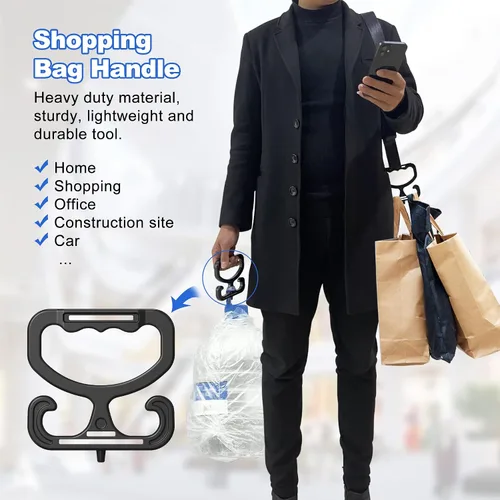 Vista 4 de Leoenir Bolsa de compras para bolsa de comestibles, cada asa soporta hasta 80 libras. Paquete de 2 herramientas de transporte (2 asas)