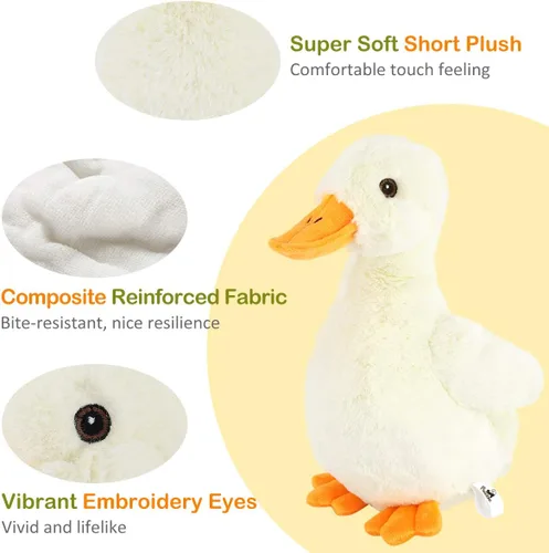 Vista 4 de Pawaboo Juguete de pato de felpa chirriante para perros, grande de 12 pulgadas, súper suave, juguetes para mascotas con forma de pato, sonajero
