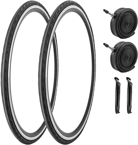 Vista 8 de Paquete de 2 neumáticos de bicicleta de 700 x 23C/25C/28C/35C/38C Plus tubos interiores de bicicleta, válvula Presta de 48mm o válvula Schrader