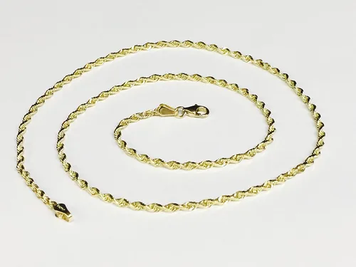Vista 3 de unbranded Cadena colgantecollar de cuerda de corte de diamante de oro amarillo macizo de 10 Kt, 0.098 in