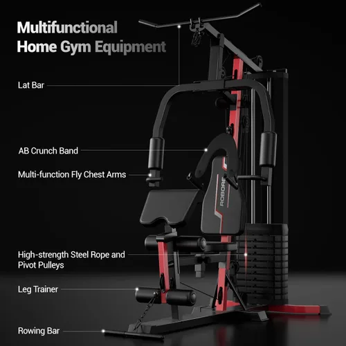 Vista 4 de Home Gym System with 160LB Weight Stack, Multifunctional All-in-One Workout Station, Full Body Strength Training System