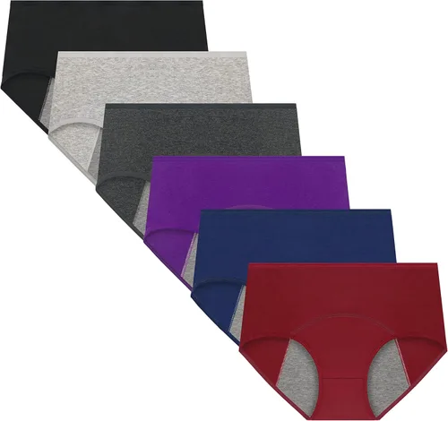 Vista 8 de Nalwort Bragas para el período menstrual para mujer y niña, ropa interior de algodón ultra suave posparto Color-M1