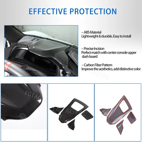 Vista 4 de Cubierta de panel de instrumentos interior superior para Chevrolet Corvette C8 Stingray 2020-2024, marco decorativo de tablero de instrumentos