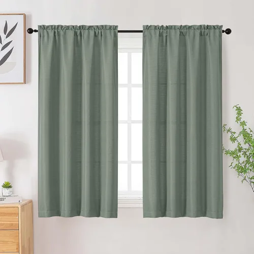 Vista 78 de Cortinas de lino para dormitorio y sala de estar de 96 pulgadas de largo, juego de 2 paneles, con bolsillo para cortinero, filtrado de luz, textura