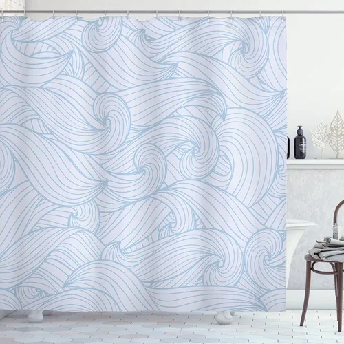 Vista 25 de Ambesonne set de cortina para baño decorativa de tela de poliéster con ganchos