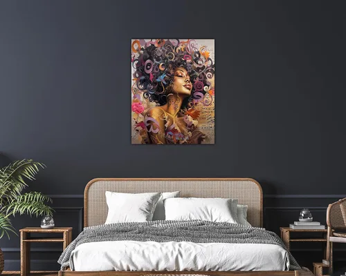 Vista 262 de Arte de pared afroamericano, decoración de rey y reina bailarín negro para sala de estar, arte de pareja de amor negro para dormitorio, lienzo