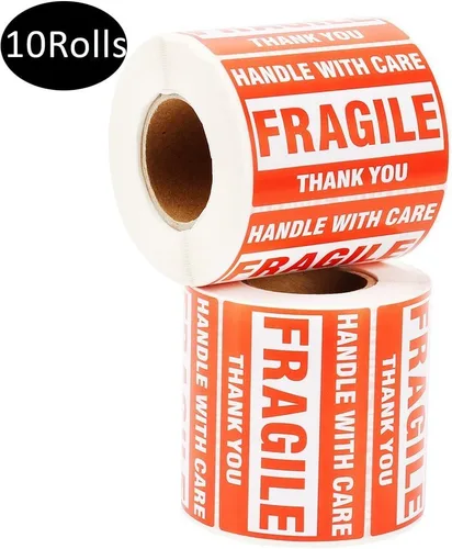 Vista 13 de MFLABEL 1 rollo de cintas frágiles – mango de 2 x 3 pulgadas con calcomanías de cuidado – 500 rollos de etiquetas de envío de agradecimiento