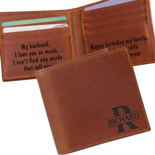 Vista 7 de Billetera personalizable para hombre, carteras plegables con monograma personalizadas para hombres, regalos personalizados para hombres, novio