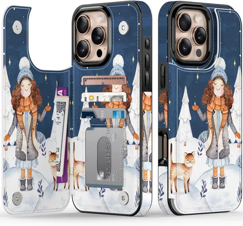 Vista 317 de LETO para iPhone 15 Pro Funda tipo cartera - Tapa tipo folio con patada - Diseños de moda - Tarjetero - Funda protectora para mujeres y niñas - 6.1