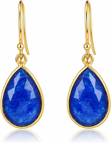 Vista 17 de Aretes de ágata musgo verde de 0.472 x 0.709 in con forma de pera de plata de ley 925, aretes de piedras preciosas hechos a mano, juego de bisel