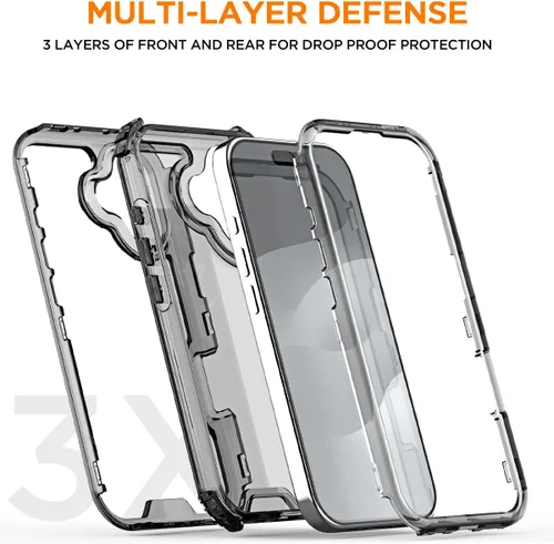 Vista 2 de AICase para iPhone 17 Transparente, Resistente Duradera de 3 Capas de Cristal Transparente [No amarillea]