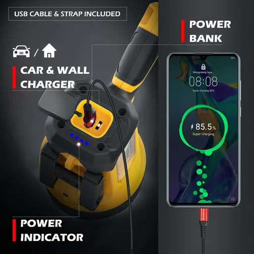 Vista 5 de FORTO Foco recargable, 200000 lúmenes, luz de mano con soporte plegable, 6 modos IPX7, impermeable, luces LED para pasear al perro, caza, camping