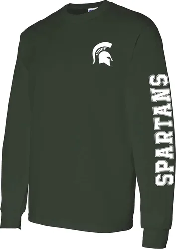 Vista 5 de NCAA, playera de mangas dobles con estampado, color de equipo, manga larga, universidad, universidad, michigan state spartans forest, Pequeña