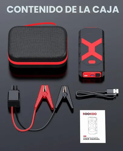 Vista 7 de BOOKOO 4000A 12V batería de coche arrancador 20000mAh para coche barco cortacésped 12L Gas - 10L Diesel Engines - Jumper Cables - Quick Charging USB
