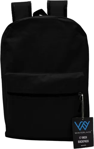 Vista 4 de Winterlace Paquete de 24 mochilas, bolsa ligera de 17 pulgadas para viajes al aire libre, gimnasio, eventos corporativos (negro)