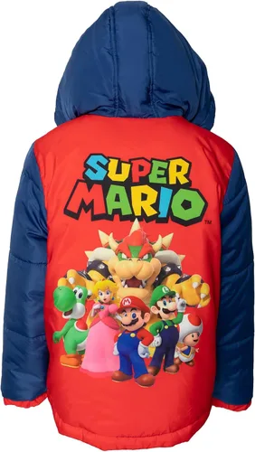 Vista 3 de SUPER MARIO Nintendo Yoshi Toad Princess Peach - Chaqueta acolchada con cremallera para niños pequeños a grandes