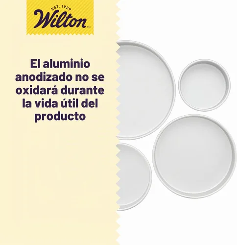 Vista 4 de Wilton - Juego de moldes redondos de aluminio, sin PFAS, 4 piezas