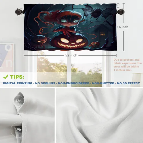 Vista 215 de Shrahala Orange Autumn Autumn Blackout Curtain Tiers, Fall Kitchen Valance Light Blocking Tier Drapes with Rod Pocket, 2 Pack 26 X 24 in