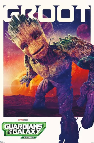 Vista 11 de Trends International Marvel Guardianes de la Galaxia Vol. 3 - Póster de pared Groot One Sheet 22.4L x 14.7W, versión enmarcada de madera de granero