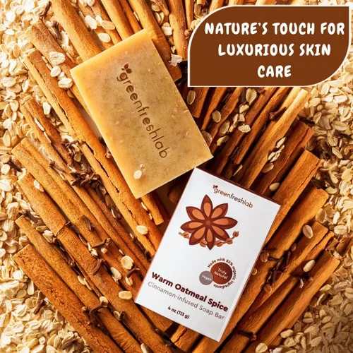 Vista 7 de Jabón exfoliante Clove & Cinnamon para hombres o mujeres con avena orgánica, aceites orgánicos, veganos, totalmente naturales, veganos y sin