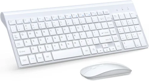 Vista 8 de Combo de teclado y mouse inalámbrico ultradelgado, TopMate 2.4G, mouse USB compacto silencioso de 2400DPI y teclado de interruptor de tijera