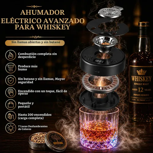 Vista 2 de Kit de ahumador de whisky eléctrico, ahumador de cóctel portátil