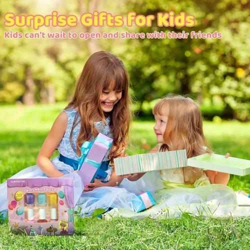 Vista 8 de Juego de esmaltes de uñas con purpurina para niños, 10 colores brillantes, no tóxicos, a base de agua, de secado rápido, para fiestas de niños