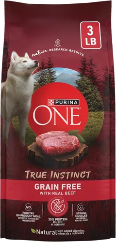 Vista 14 de Alimento para perro seca de Purina ONE Smartblend True Instinct sin cereales, fórmula llena de nutrientes, carne de res y camote