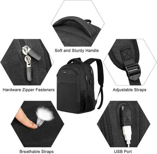 Vista 3 de BIKROD Mochila para hombres y mujeres, mochila escolar para niños, resistente al agua, para viajes de negocios, laptop, para laptop de 15.6 pulgadas
