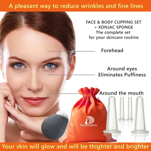 Vista 2 de Juego de ventosas faciales antienvejecimiento, masajeador facial. Levantamiento facial natural de DoSensePro. Mejora las arrugas de la piel